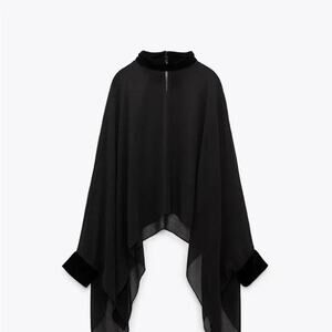 Zara Velvet Cape Blouse - XS-S